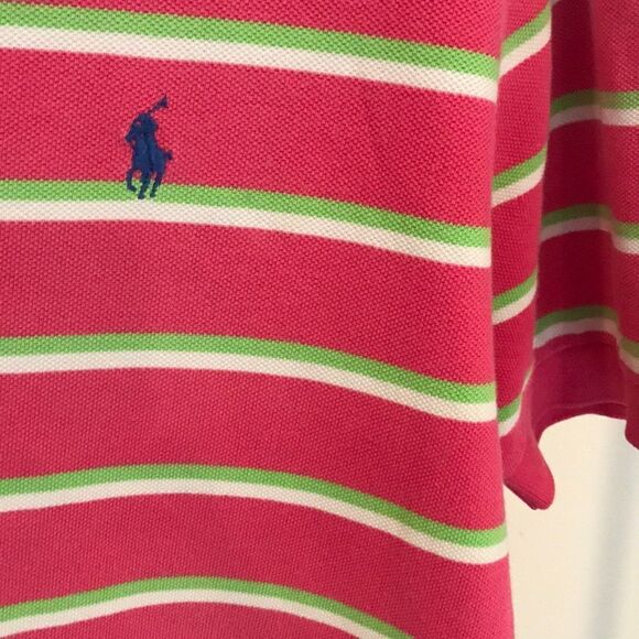 Ralph Lauren Polo Bright Pink Stripe Polo - Size M - Picture 5 of 7